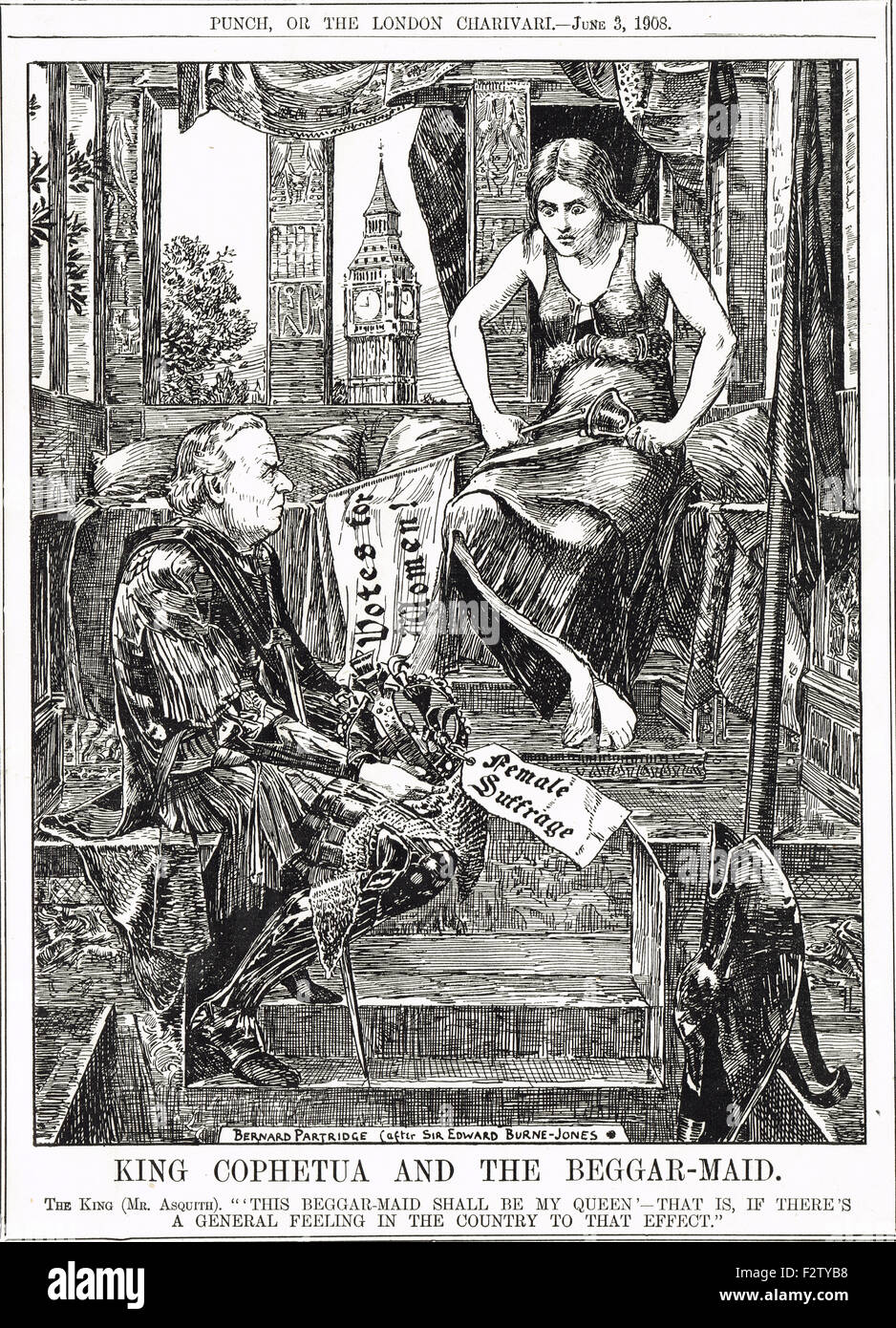 Votes for Women Bernard Partridge Punch cartoon 1908 Stock Photo - Alamy