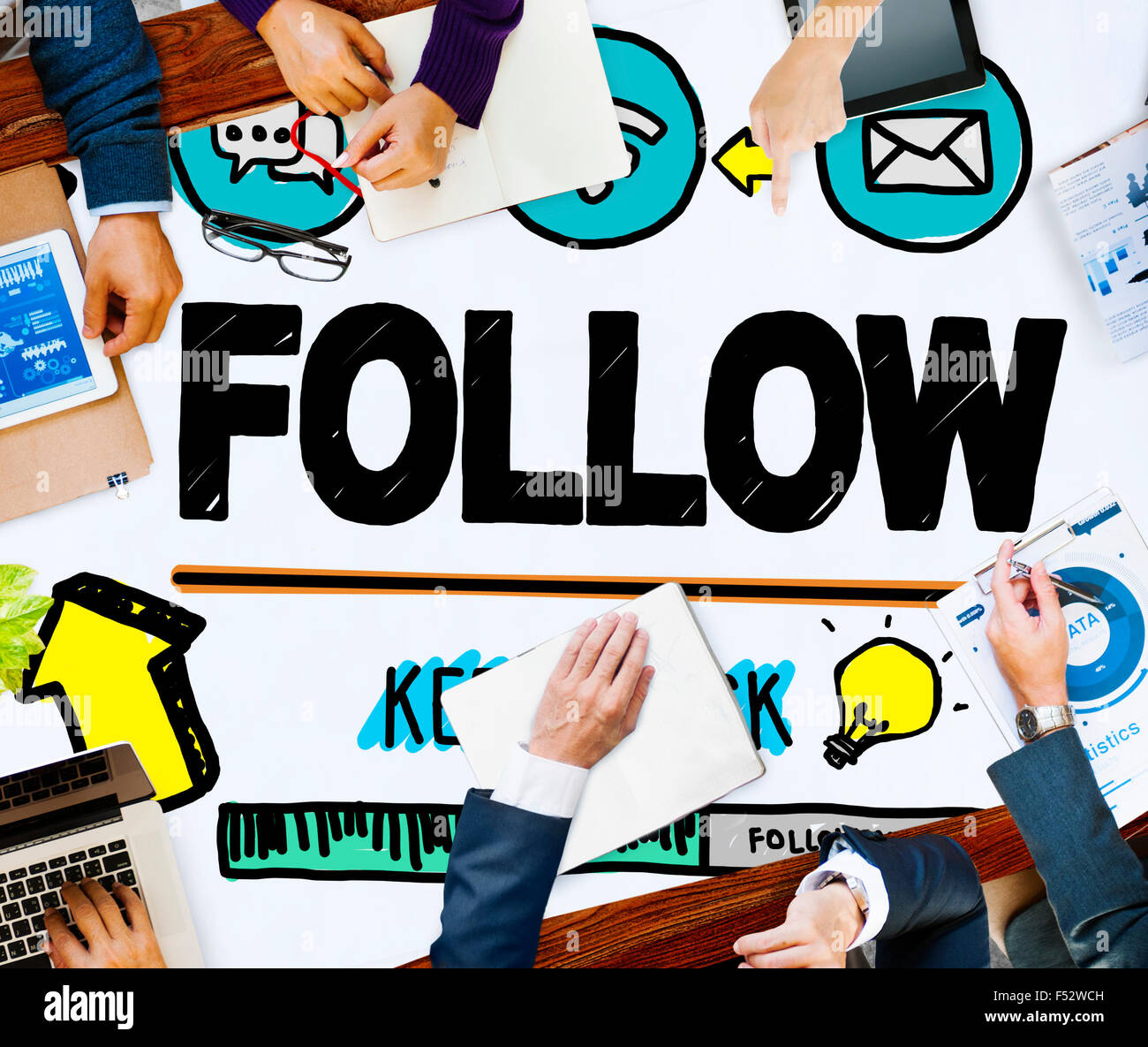 Follow Follower Following Connecting Networking Social Concept Stock ...