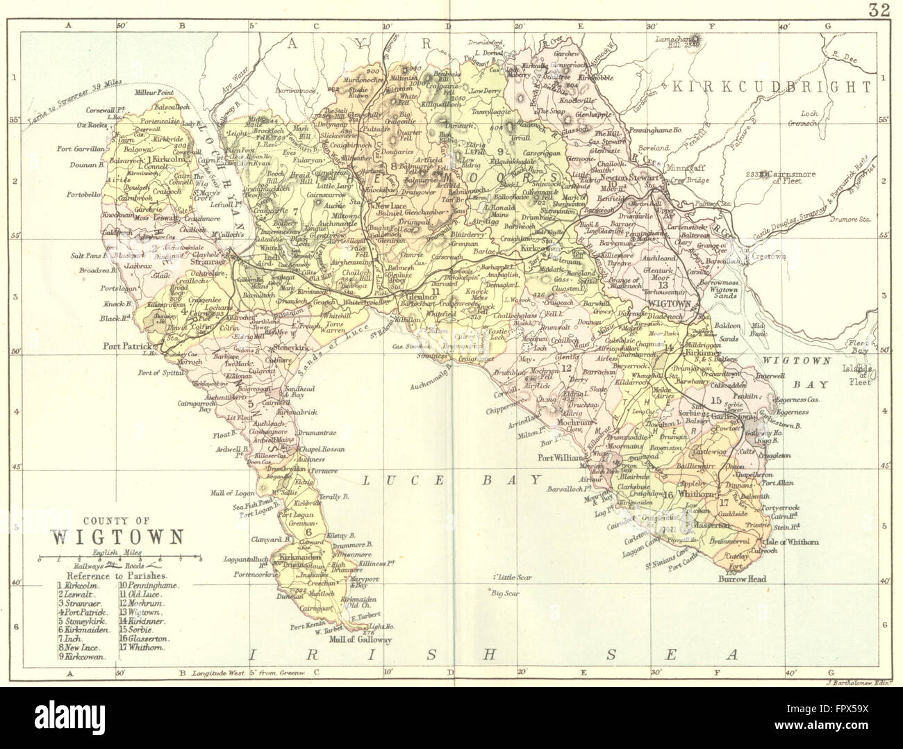 SCOTLAND: Wigtown: Wigtownshire: Philip, 1891 antique map Stock Photo ...