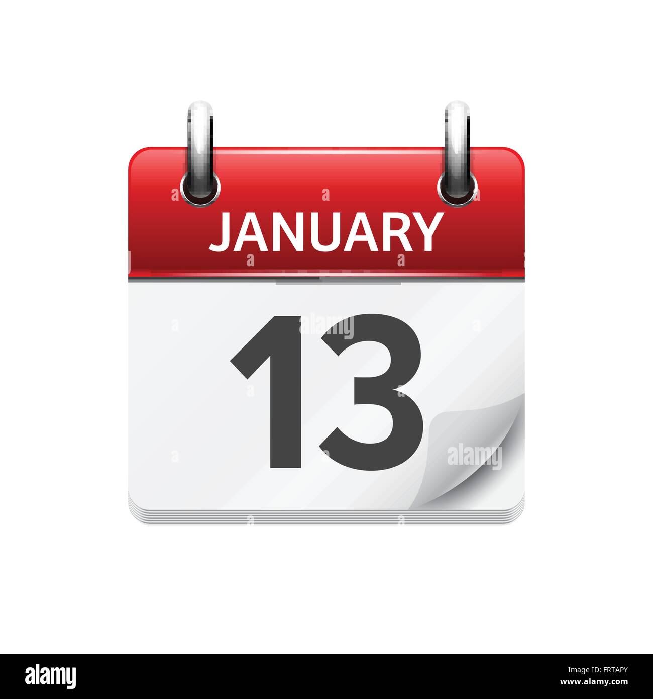 January 13. Vector flat daily calendar icon. Date and time, day, month