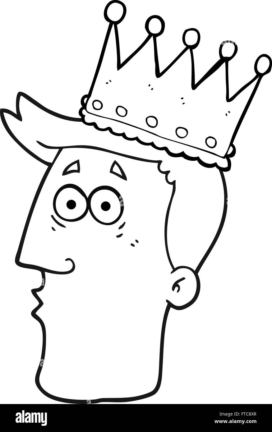 Freehand Drawn Black And White Cartoon Kings Head Stock Vector Image