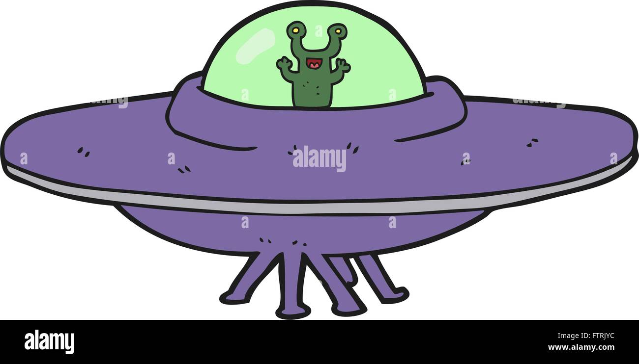 freehand drawn cartoon alien spaceship Stock Vector Image & Art - Alamy