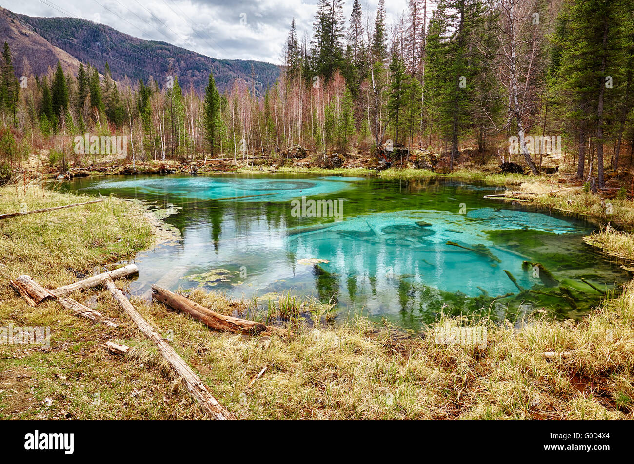 So Called Blue Geyser Lake In Altay Mountains Stock Photo Alamy