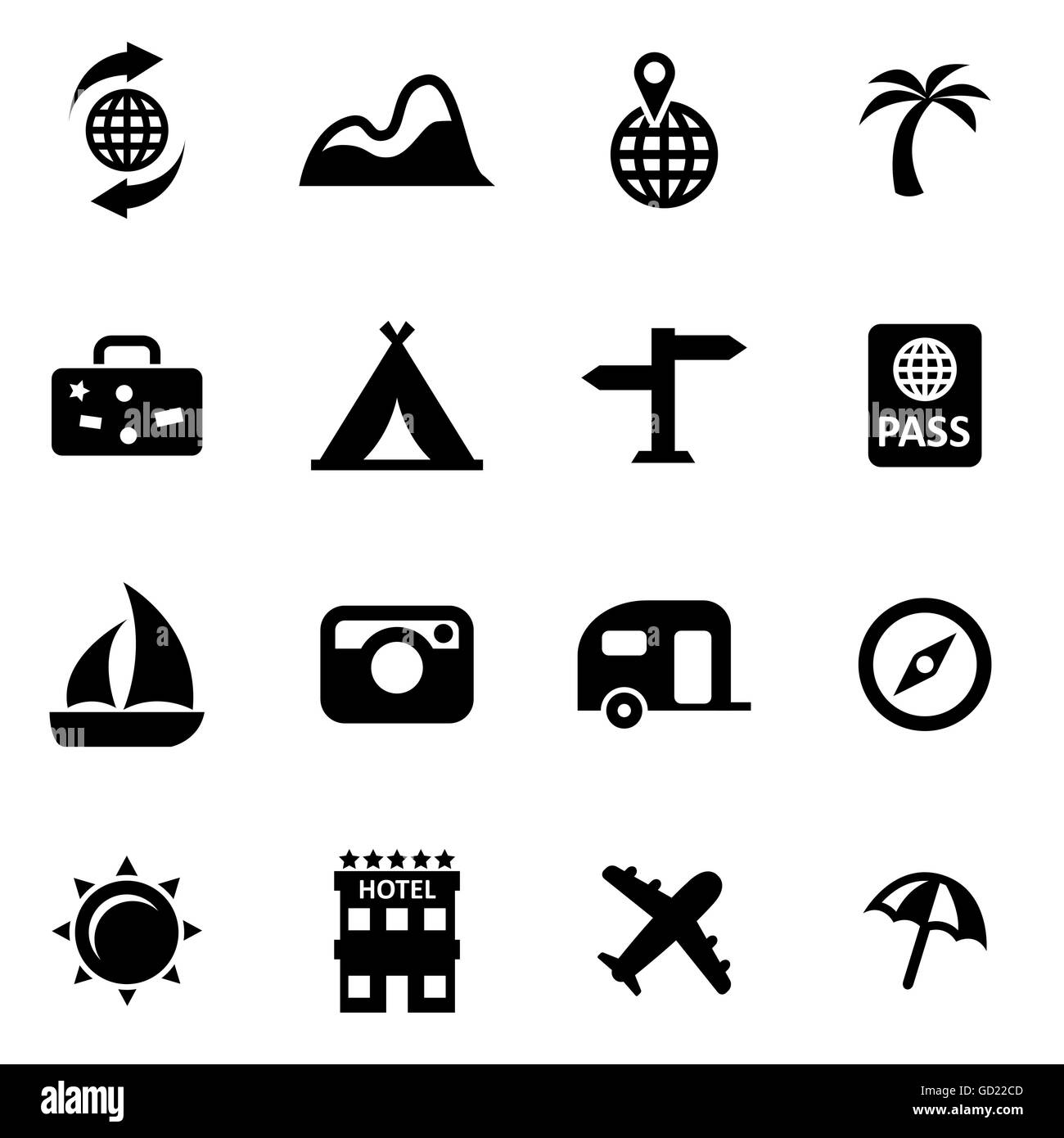 Vector black travel icon set Stock Vector Image & Art - Alamy