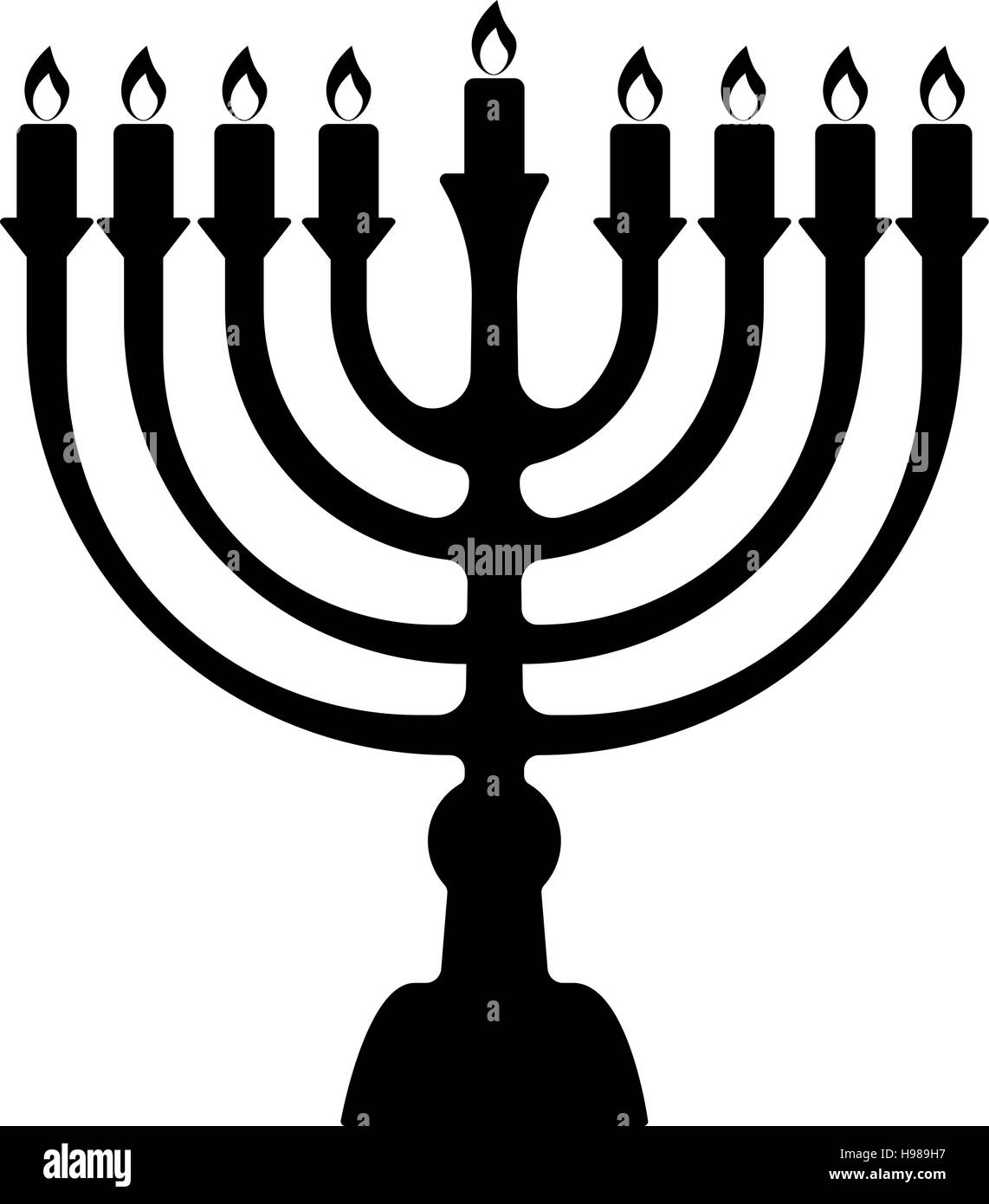 Menorah for Hanukkah, Vector illustration. Religion icon. Silhouette