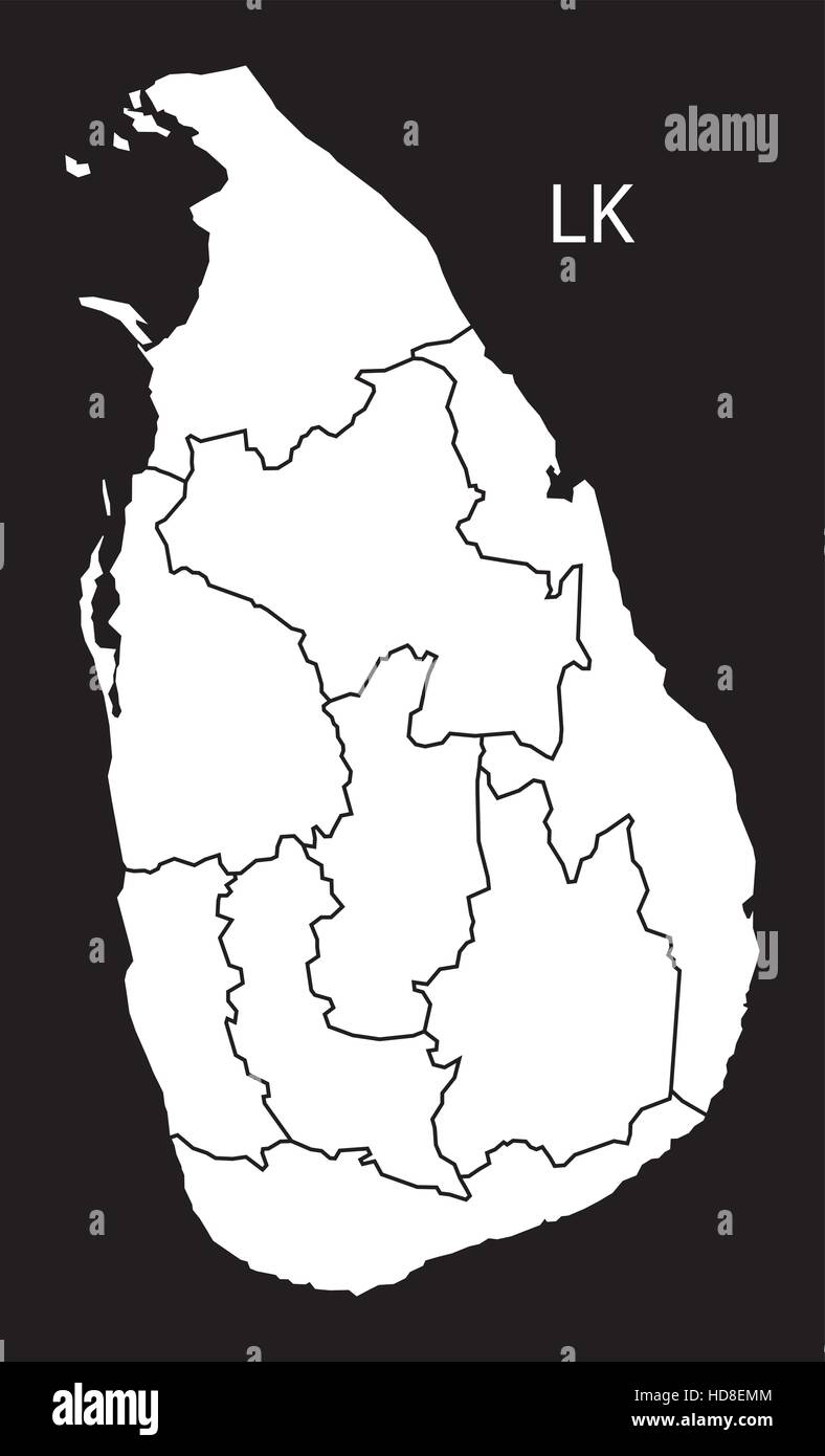 Sri Lanka Provinces Map Black And White Illustration Stock Vector Image And Art Alamy