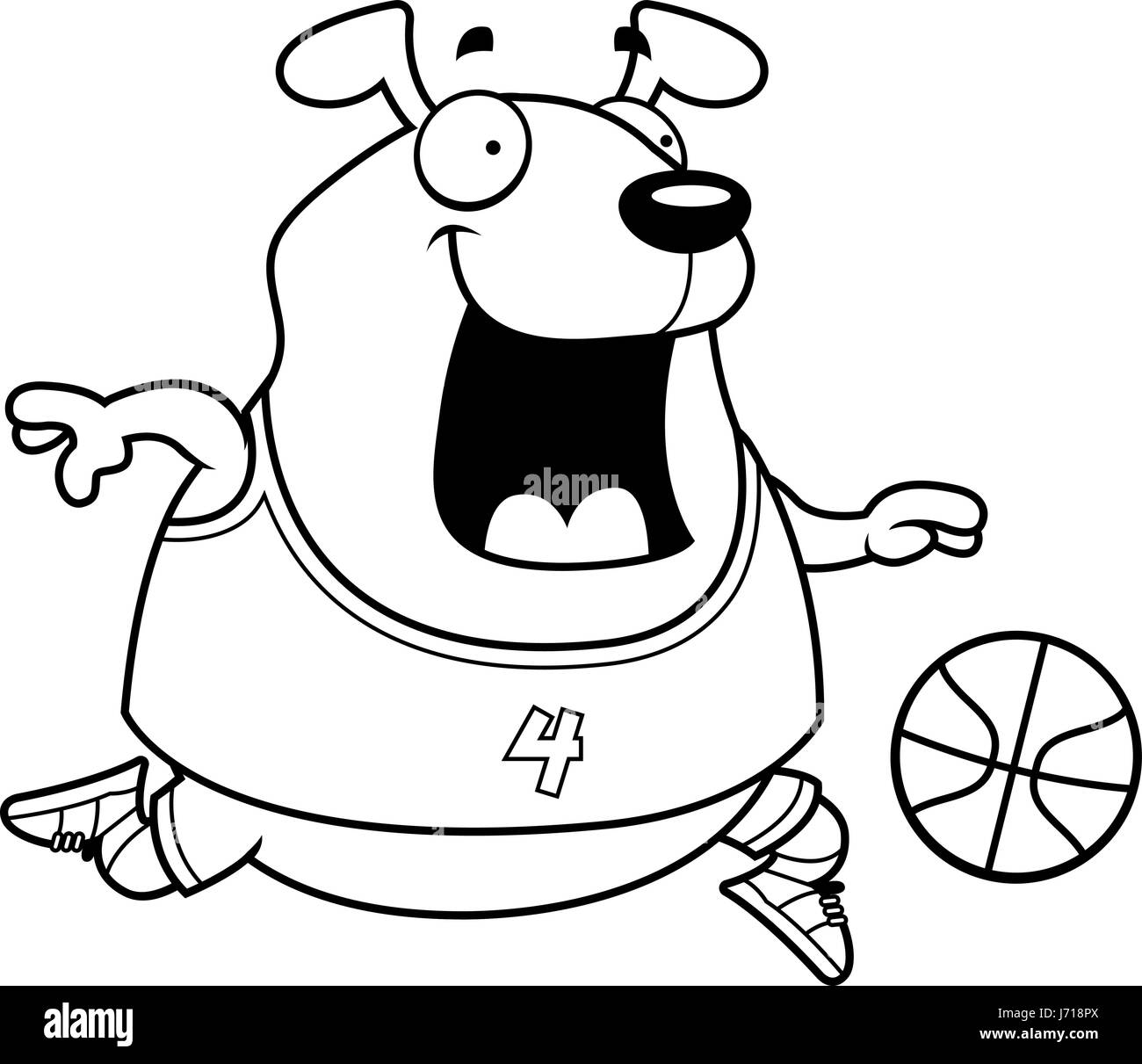 A cartoon illustration of a dog playing basketball Stock Vector Image