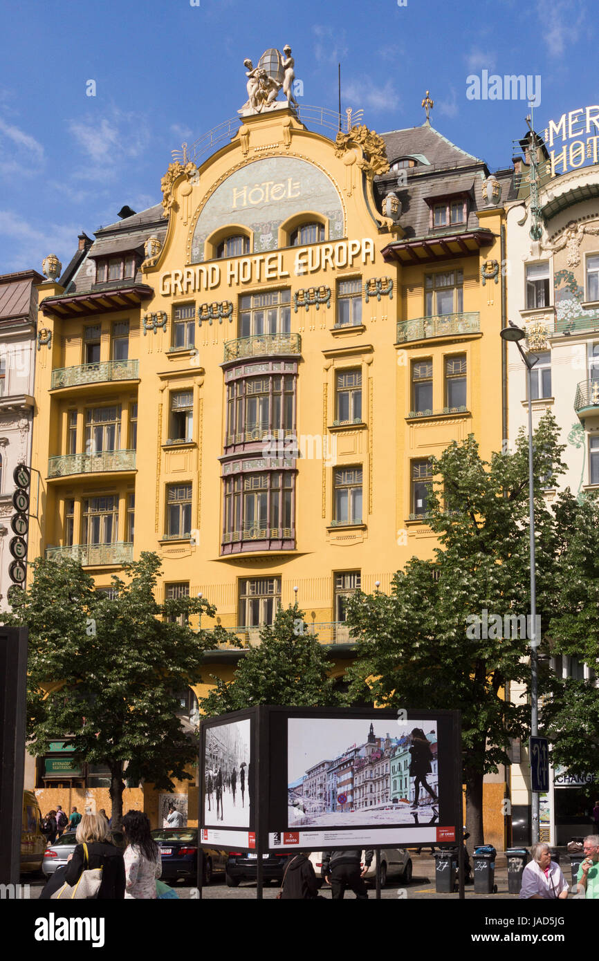 The Grand Hotel Evropa, Prague Stock Photo - Alamy