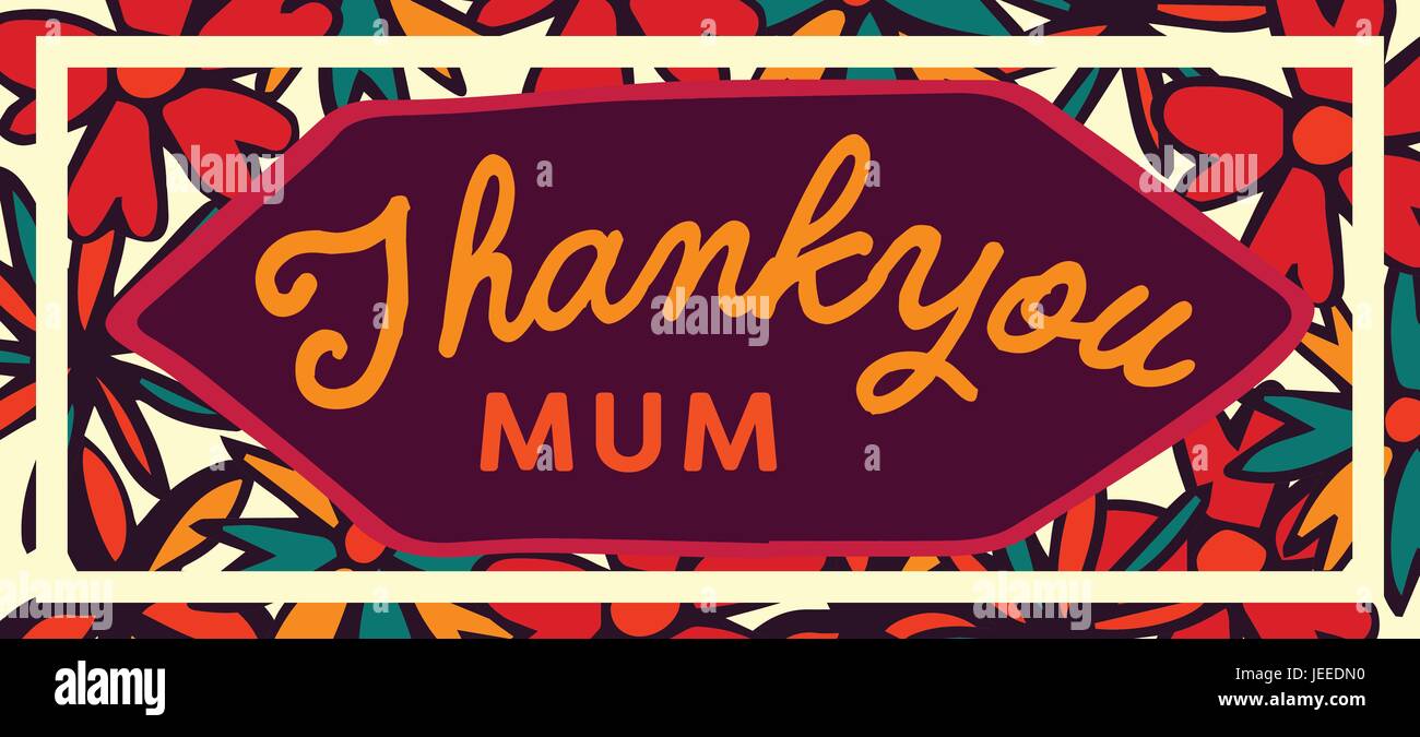 Mothers Day Card With Thank You Mum Message Stock Vector Image And Art Alamy