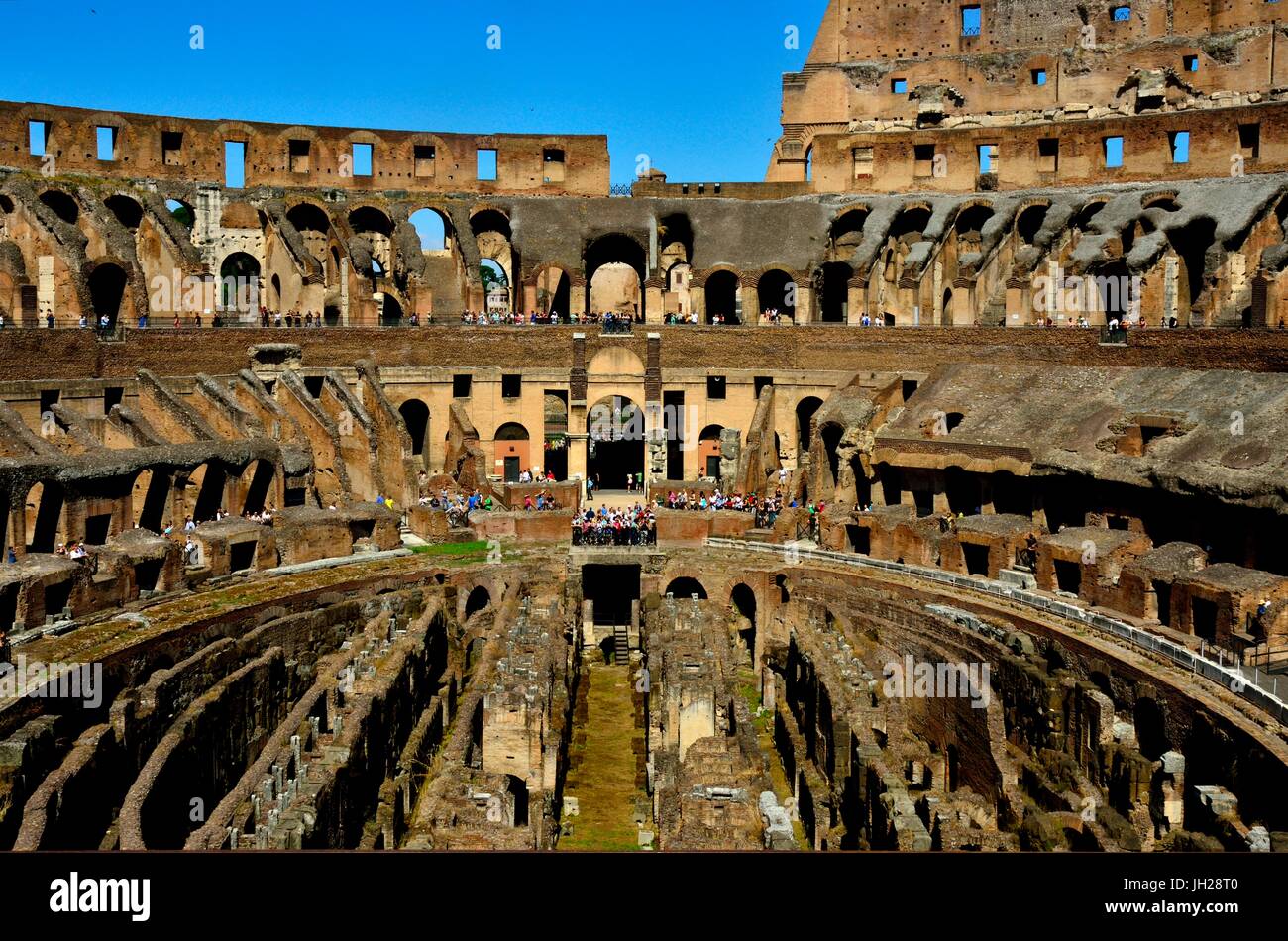 Interior partial view of The Colosseum. It is an oval amphitheater