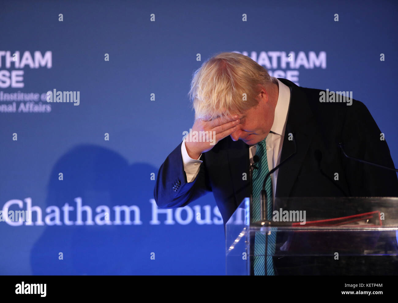 Foreign Secretary Boris Johnson speaking at the Chatham House London