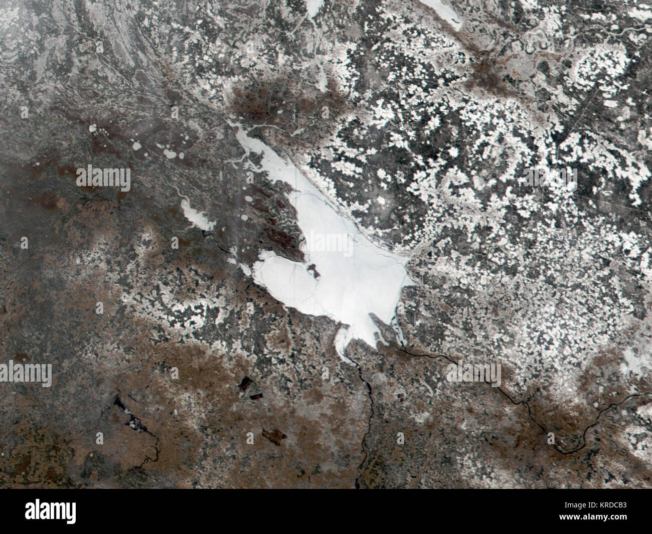 Rybinsk Reservoir NASA Visible Earth April 2002 Stock Photo - Alamy