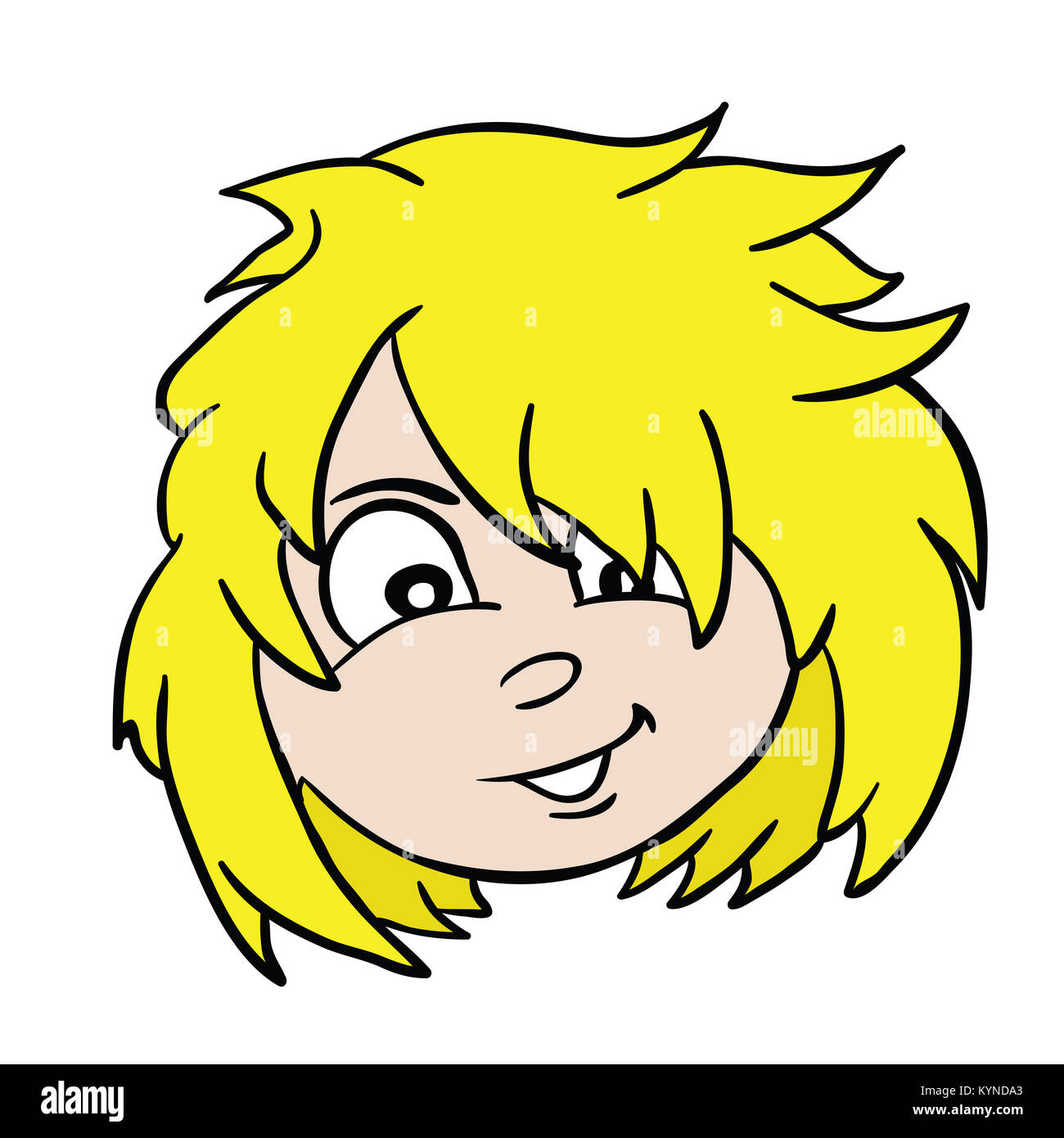 blonde girl with messy hair cartoon illustration Stock Photo - Alamy