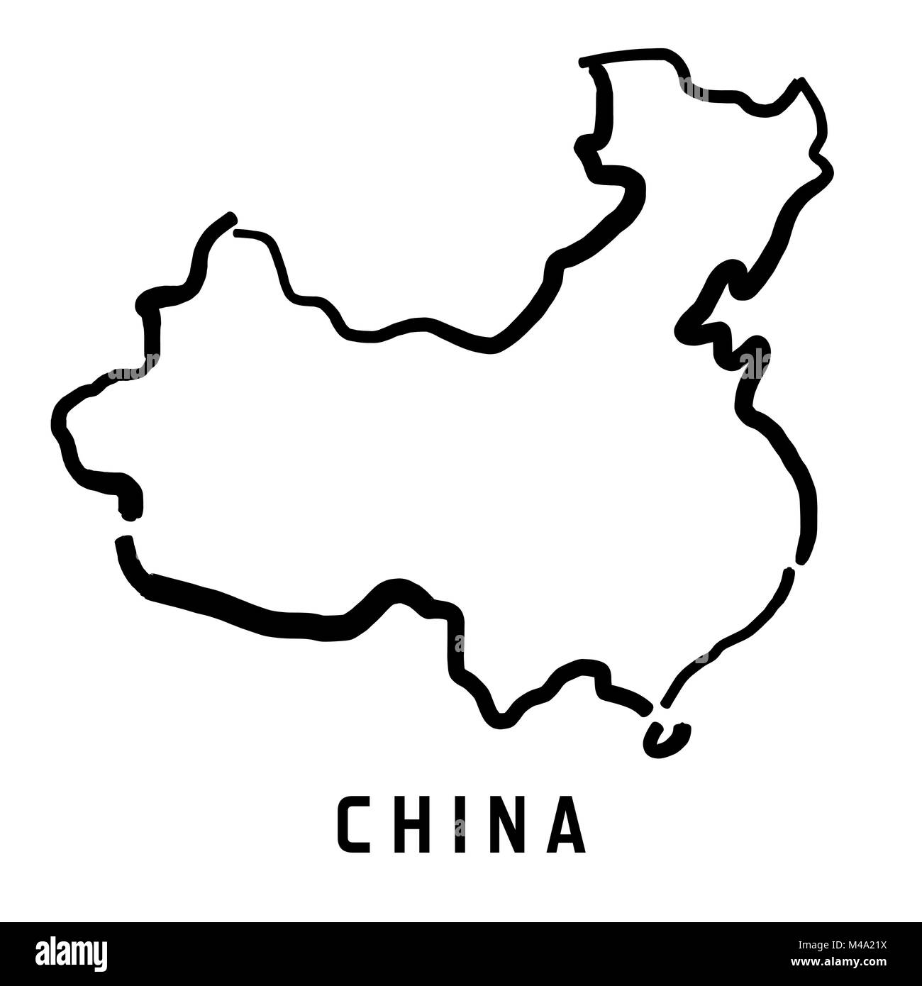 China Simple Map Outline Smooth Simplified Country Shape Map Vector Stock Vector Image And Art 