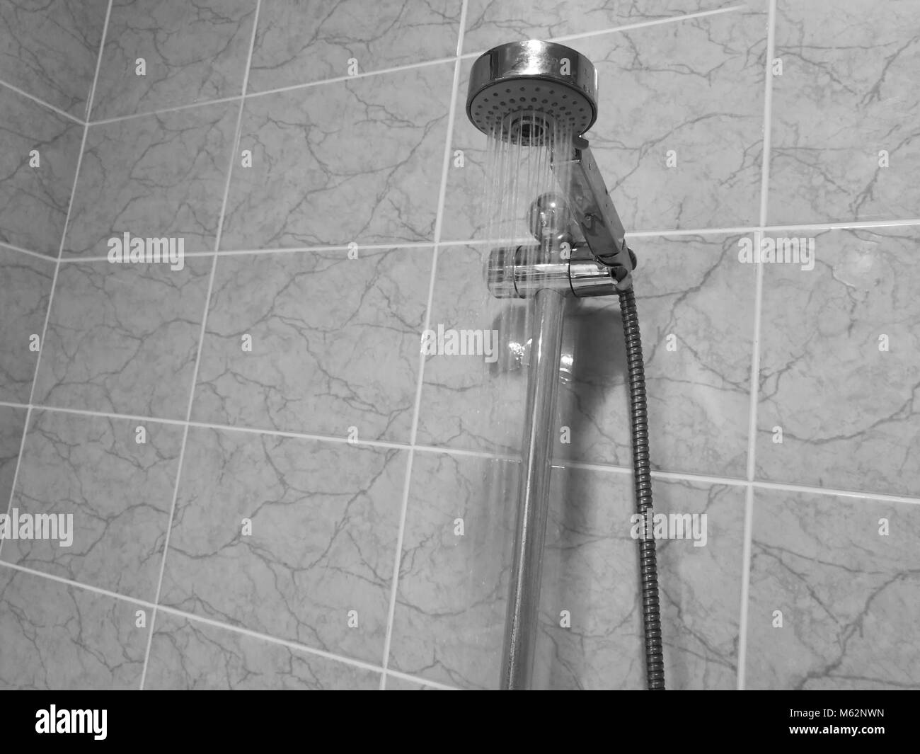 Black and white picture of the shower in the bathroom. From a beautiful ...