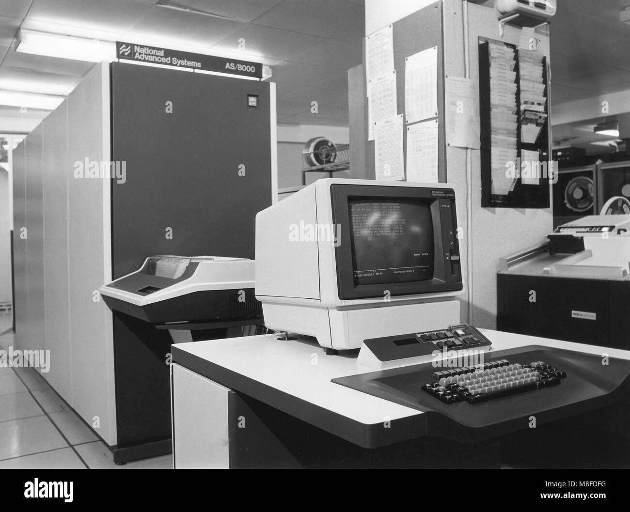 Vintage Computers In Use In Offices Stock Photo Alamy