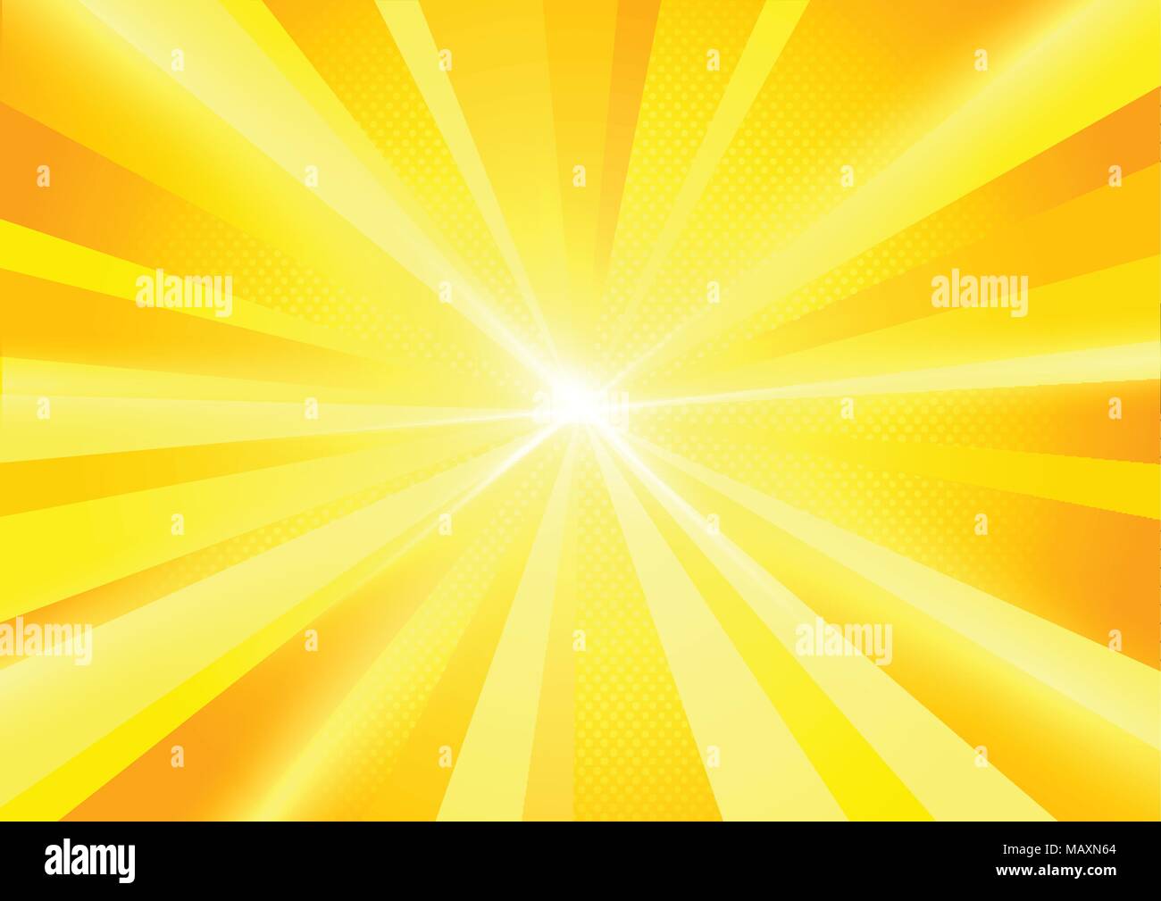 A Bright Yellow Sun Burst Radiant Background Vector Illustration Stock