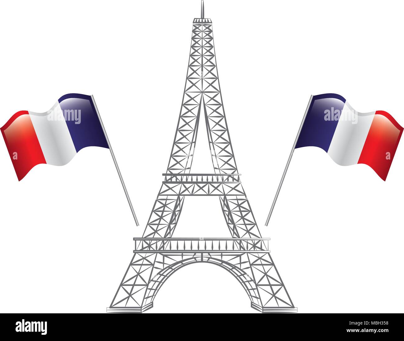 france tower eiffel two flag waving Stock Vector Image & Art - Alamy