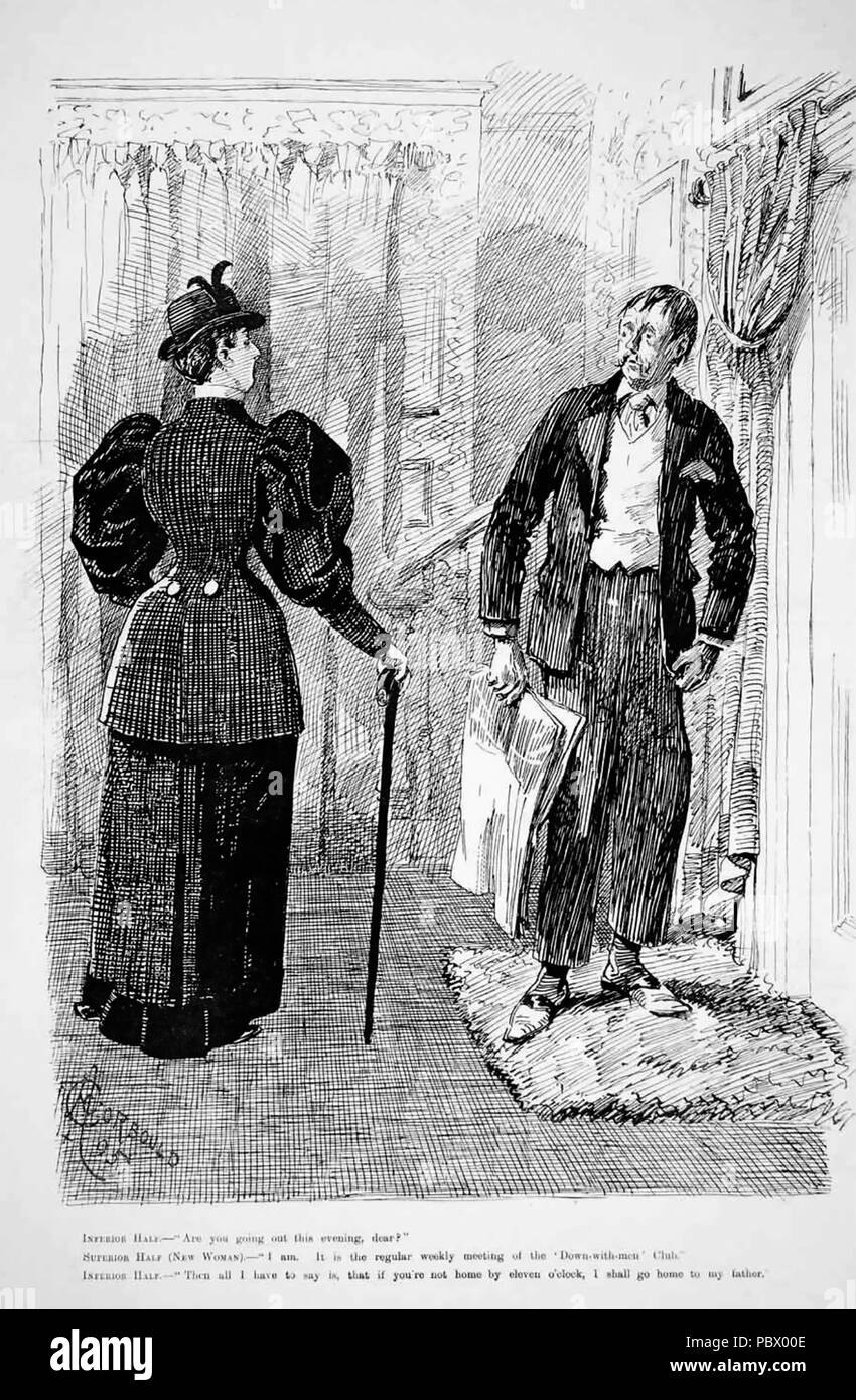 WOMEN'S LIBERATION - American cartoon about 1890 putting the man in his ...