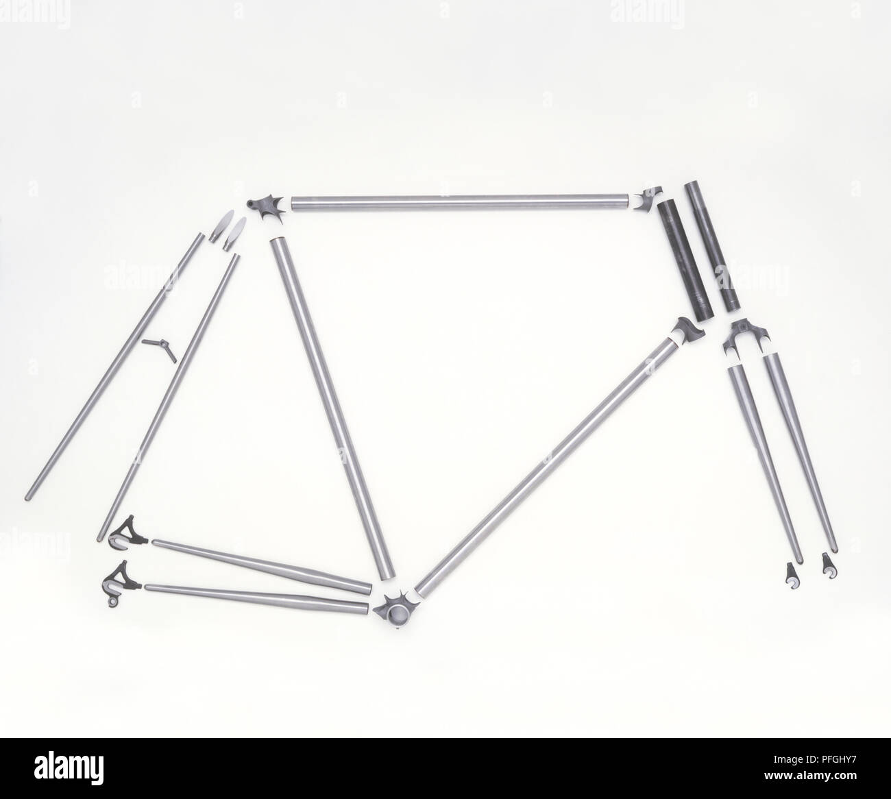 Metal bicycle frame components Stock Photo Alamy