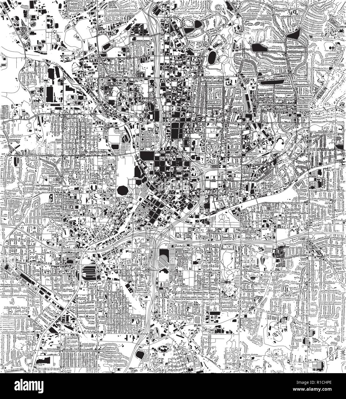 Satellite Map Of Atlanta Georgia Usa City Streets Street Map And