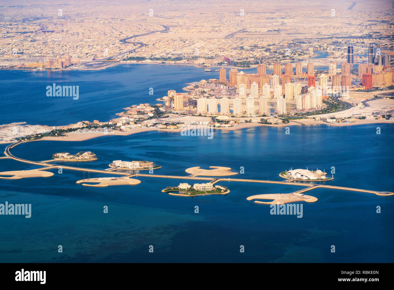 Persian Gulf Aerial View Of The Pearl Qatar Island In Doha Qatar The Persian Gulf Stock