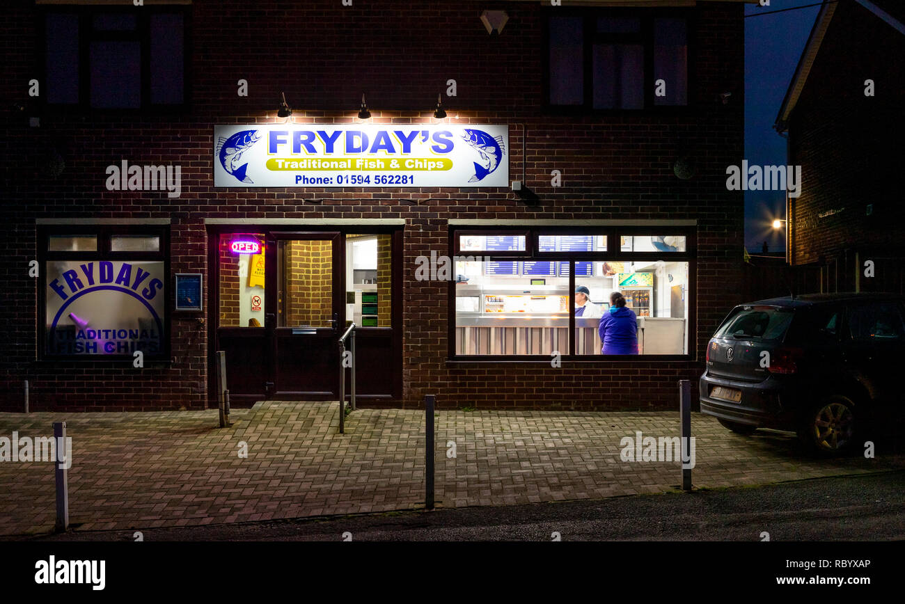 Frydays, traditional fish and chip shop, Bream, Forest of Dean