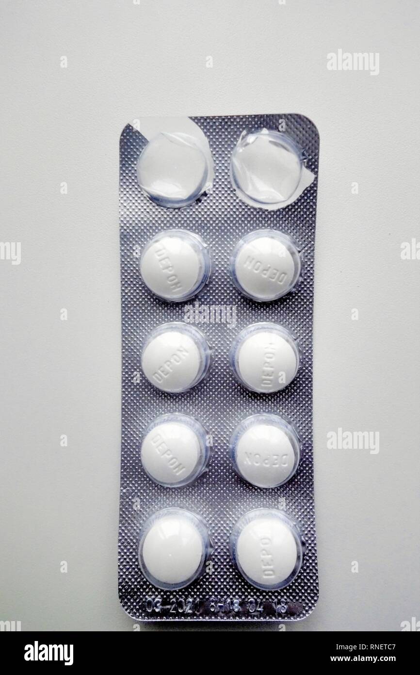 Opened Packet of Depon Paracetamol Tablets Stock Photo - Alamy