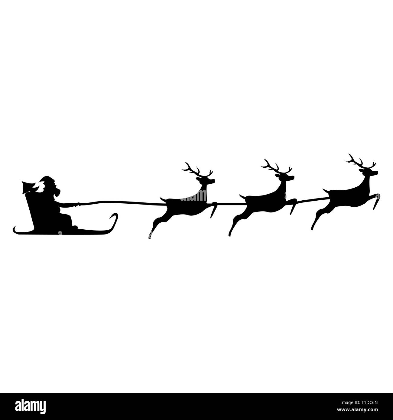 Santa Claus rides in a sleigh in harness on the reindeer Stock Vector ...