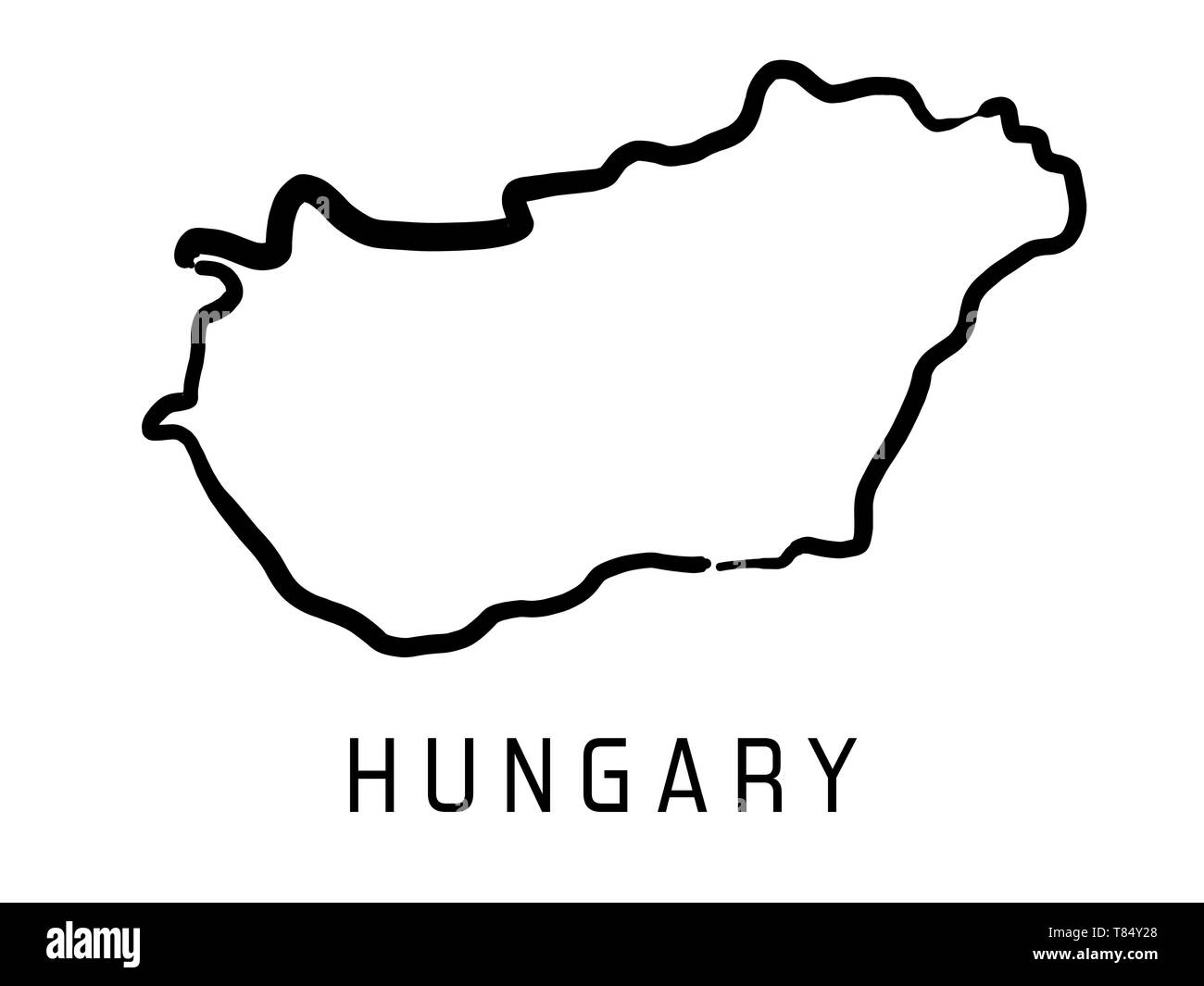 Hungary Map Outline Smooth Country Shape Map Vector Stock Vector Image And Art Alamy 