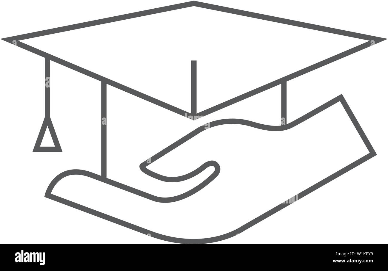 Hand Holding Diploma Icon In Thin Outline Style Education School