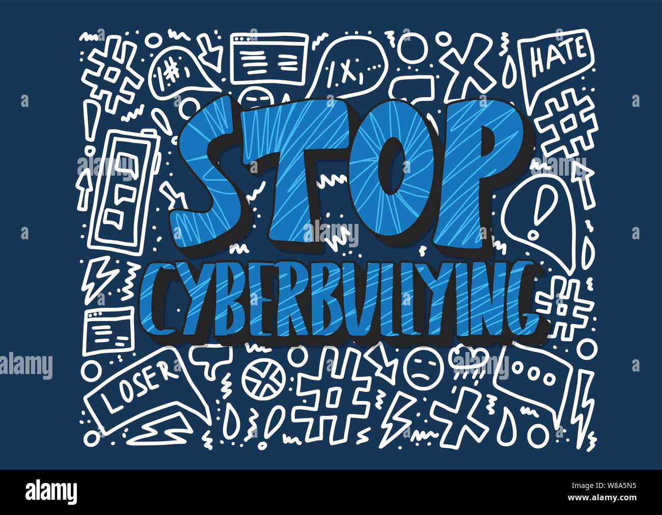 Stop Cyberbullying Poster Template With Design Elements Vector Text About Internet Hate Stock 6826